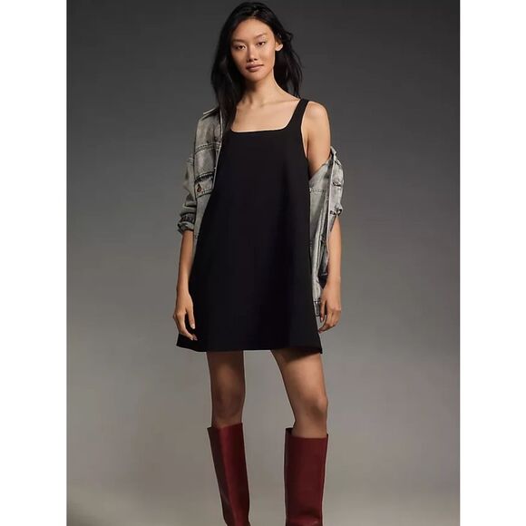 Anthropologie Dresses & Skirts - Anthropologie Sleeveless Square Neck Shift Mini Dress Black Size Medium